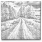  PontPöttyöző - Őszi mezőút Méret: 50x50cm, Keretezés: Kerek kartonlap, Szín: Piros