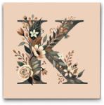  Festés számok szerint - K betű - Virágminta Méret: 50x50cm, Keretezés: Kerek kartonlap