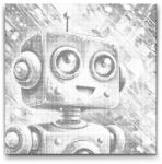  PontPöttyöző - Cuki robot színekben Méret: 50x50cm, Keretezés: Kerek kartonlap, Szín: Piros