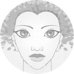  PontPöttyöző - Nő levelekkel Méret: 50x50cm, Keretezés: Kerek kartonlap, Szín: Fekete