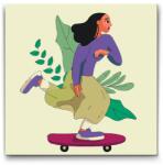  Festés számok szerint - Illusztráció - Nő a gördeszkán Méret: 50x50cm, Keretezés: Kerek kartonlap