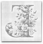  PontPöttyöző - J betű - Virágminta Méret: 50x50cm, Keretezés: Kerek kartonlap, Szín: Kék