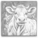  PontPöttyöző - Vidám tehén Méret: 50x50cm, Keretezés: Kerek kartonlap, Szín: Zöld