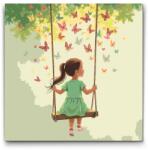  Festés számok szerint - Lány a hintán Méret: 50x50cm, Keretezés: Kerek kartonlap