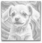  PontPöttyöző - Kiskutya rózsaszín árnyalatokban Méret: 50x50cm, Keretezés: Kerek kartonlap, Szín: Kék