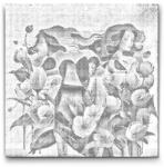  PontPöttyöző - Nők bazsarózsával Méret: 50x50cm, Keretezés: Kerek kartonlap, Szín: Zöld