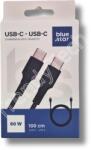 Blue Star USB-C - USB-C töltő kábel, fekete (1m, 60W)