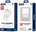 Jellico fali töltő EU11 PD 20W 1xUSB-C + 1xUSB QC3.0 Fehér