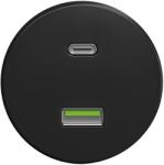 Kliklap - Priză USB retro A+C fără ramă, neagră (KA0071)