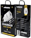 MOONX hálózati töltő adapter MC01 2.1A 10.5W 1xUSB + Lightning kábel Fehér