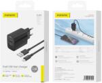 FONENG fali töltő EU63 2.4A 12W 2xUSB + kábel Villámfekete,