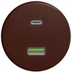 Kliklap - Priză USB retro A+C fără ramă, maro (KA0079)