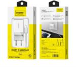 FONENG fali töltő K210 2.1A 10W 1xUSB + kábel Micro Fehér
