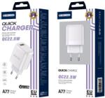 Jellico fali töltő A77 22, 5W 1xUSB QC3.0 + kábel Micro USB Fehér