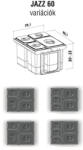  EKOTECH - Beépíthető hulladékgyűjtő JAZZ 60 - 3x12 liter+1x5 liter (qd-mk-93004162602)