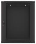 Lanberg 19" Fali Rack Szekrény - 15U, 600x600mm, Üvegajtós, Fekete