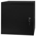 Stalflex RC10-6U-300MB 10" 6U 300 mm mély lapraszerelt fekete fém ajtós fali rack szekrény (253443)