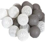 Iris 4616636 Gömb alakú 6cm/színes fonott/4, 5m/szürke-fehér/30db LED-es/USB-s fénydekoráció (MEN-R1-22305)