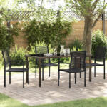 vidaXL 5 darabos kerti étkező szett Fekete PVC Rattan (VD3379166)