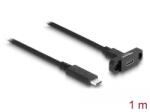 Delock SuperSpeed USB 10 Gbps (USB 3.2 Gen 2) USB Type-C apa-anya kábel panel-csatlakozójú 1m fekete (87824) (delock87824) (delock87824)