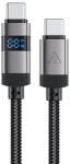 ACEFAST C15-03 USB-C - USB-C kábel kijelzővel 480Mb/s 60W 1.2m - fekete