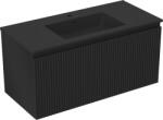 Mexen Rivel dulap baie 100 cm cu lavoar Otis, 1 sertar, canelat, negru mat - 91A20-10047-1-BF71-W18M71 (91A20-10047-1-BF71-W18M71)