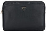 GUESS ujjú, szemcsés, cipzáras zsebes, háromszög logós 14" -es laptop táska, fekete