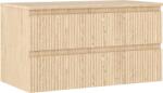 Mexen Rivel dulap de baie pentru lavoar 90 cm cu blat, 2 sertare, canelat, stejar - 91A20-09047-2-BFFC81 (91A20-09047-2-BFFC81)