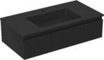 Mexen Rivel dulap de baie 90 cm cu lavoar Otis, 1 sertar, fațetat, negru mat - 91A20-09023-1-BF71-W18M71 (91A20-09023-1-BF71-W18M71)