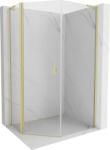 Mexen Mist L cabină de duș pentagonală asimetrică cu ușă batantă 80x100 cm, transparent, aurie periată - 8A8L-080-100-55-00 (8A8L-080-100-55-00)