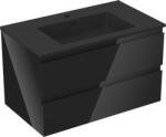 Mexen Orio dulap de baie 80 cm cu lavoar Otis, 2 sertare, negru lucios/negru mat - 91A10-08047-2-BFF70-W18M71 (91A10-08047-2-BFF70-W18M71)