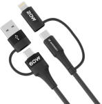 Wozinsky WNBAA 4in1 kábel 2x USB-C 1x USB-A 1x Lightning 60W 1 m - fekete