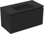 Mexen Rivel dulap de baie 90 cm cu chiuvetă Otis, 1 sertar, canelată, negru mat - 91A20-09047-1-BF71-W18M71 (91A20-09047-1-BF71-W18M71)