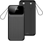 Maxlife 10000 mAh powerbank beépített kábelekkel MXPB-06 PD QC 22, 5W fekete - studioeszkozok