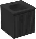 Mexen Rivel dulap baie 45 cm cu lavoar Vela, 1 sertar, striat, negru mat - 91A20-04547-1-BF71-W23M71 (91A20-04547-1-BF71-W23M71)
