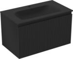 Mexen Rivel dulap baie 80 cm cu lavoar Vela, 1 sertar, canelat, negru mat - 91A20-08047-1-BF71-W23M71 (91A20-08047-1-BF71-W23M71)