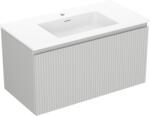 Mexen Rivel dulap de baie 90 cm cu lavoar Otis, 1 sertar, canelat, gri mat/alb mat - 91A20-09047-1-BF62-W18M01 (91A20-09047-1-BF62-W18M01)