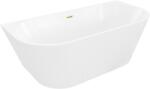 Mexen Oris cadă de baie freestandingă, de perete, cu caneluri 150 x 75 cm, albă, preaplin auriu periat - 52871507500-55 (52871507500-55)