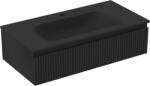 Mexen Rivel dulap baie 90 cm cu lavoar Vela, 1 sertar, canelat, negru mat - 91A20-09023-1-BF71-W23M71 (91A20-09023-1-BF71-W23M71)