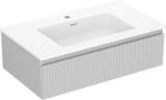 Mexen Rivel dulap de baie de 80 cm cu lavoar Otis, 1 sertar, canelat, gri mat/alb mat - 91A20-08023-1-BF62-W18M01 (91A20-08023-1-BF62-W18M01)