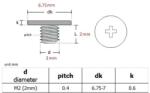 Intercell LCD zsanér burkolat laposfejű M2.0 széles csavar készlet (6db)