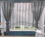  Elegáns fehér-szürke készfüggöny hímzett szegéllyel 400x150 cm