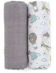 Petite&Mars PETITE&MARS Bambusz muszlin takaró 2 db Misty 120 x 120 cm Grey Planes
