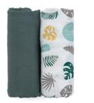 Petite&Mars PETITE&MARS Bambusz muszlin takaró 2 db Misty 120 x 120 cm Green Leaves