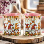 Deconline Customs Őszi mintás bögre 3D pufi hatású "Őszi törpék" rózsaszín (DO126127-PINK-MUG)