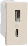 Schneider Electric Priza USB 1m tip A + C (15W) Schneider Noua Unica NU301644 (NU301644)