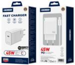 Jellico hálózati töltő C105 GaN PD 45W 1xUSB-C + kábel USB-C - Lightning Fehér
