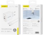 FONENG fali töltő EU52 PD 30W 1xUSB-C + 1xUSB QC3.0 + kábel USB-C - Lightning fehér