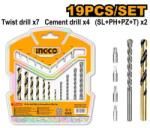 INGCO Burghie Metal Beton si Bits Set 19buc INGCO AKSDB1901 (AKSDB1901) Burghiu