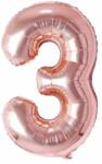  Maxee születésnapi léggömb, 3-as szám, rózsaszín, 40 cm